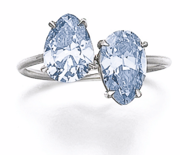 1.11 carat and 1.17 Fancy Intense Blue pear shaped diamonds